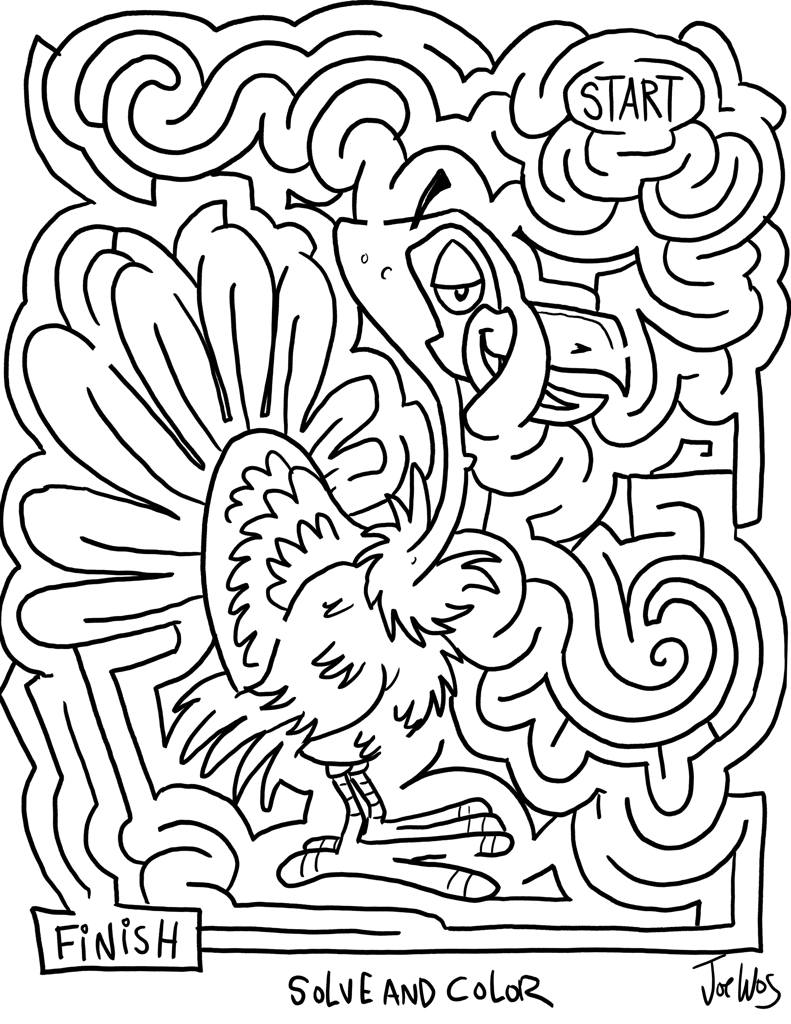 Happy Thanksgiving, Free turkey maze to print, color and solve! MazeToons